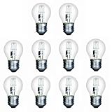 Swan Lightbulbs Low Energy Halogen Golf Ball 28W, Edison Screw, E27, Clear Light Bulbs, Pack of 10