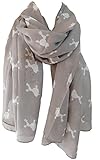 GlamLondon Poodle Print Scarf Dogs Fancy Puppies Breed Caniche Barbone Ladies Womens Wrap Shawl Sarong (Silver Grey)