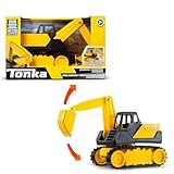 Basic Fun Tonka Mini Steel Classics Excavator – Steel Construction, Movable Grapple Bucket, Rolling Treads, Classic Yellow Design – Perfect for Kids 3+