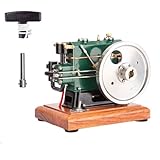 TechnixLabz Vintage Diesel Engine Model, Retrol OKMO 1/8 3.6cc Scale Single Cylinder Four Stroke Petrol Engine Model (Wooden Base RTR Version)