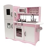 M2S Kids Wooden Play Kitchen Pretend Play Utensils Toys Cooking Role Play Set Sounds and Lights Stoves