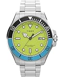 Timex Men's Trend 43 mm Watch - Stainless Steel Stainless Steel Bracelet Green Dial Silver-Tone Case TW2V65300