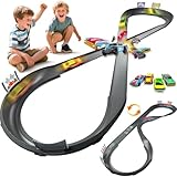 VATOS Slot Car Track Set for Kids, 4 Rechargeable Crash Race Cars, 2 Accumulator Chargers, 2 in 1 DIY Slot Car Race Cars Toy for Boys Girls 3 4 5 6 7 8 9 10 Years Old