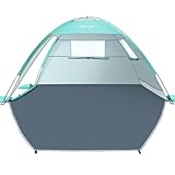 Glymnis Beach Tent Large for 2-3 Person, Portable UV Protection Beach Sun Shelter Lightweight Sun Shade Tent for Beach, Garden, Fishing, Picnic