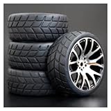 OLDDO 1/10 Rc Wheels Tires Set Fit For Tamiya Tt02 Tt01e For Hpi Rs4 Sprint(BLUE)