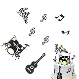 16Pcs Happy Birthday Cake Toppers Set Music Notes Cupcake Toppers Musical Theme Birthday Party Supplies Musical Instrument Cupcake Toppers for Birthday Musician Party