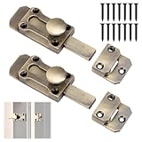 2 Pack Brass Door Bolt 3 Inch Heavy Duty Antique Bronze Slide Barrel Door Locks for Internal External Doors Security Latch with Screws Fits Shed, Gate, Cupboard, French Portal