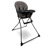 My Babiie MBHC1 Compact Highchair – Ultra Lightweight (5kg), Foldable, Easy Clean, Padded Seat, Footrest, Tray Cup Holder, for Toddler, from 6 Months to 3 Years (15kg) – Black Leopard