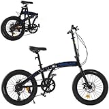 LSLIFE 20 Inch Folding Bike for Adult, 7-Speed Folding Bicycle for Women Men Teens Lightweight Aluminium Frame Foldable Bike Easy Folding City Bicycle (Classic, Blue)