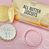 Cookie Cutter for m&s All Butter Biscuits Fondant Stamp Embosser for Marks and Spencers All Butter Biscuits Cookies Cupcakes Reusable Scallop Edge Decorating Tool