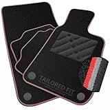 Car Mats to fit Vauxhall Astra GTC 2010-2018 Black Carpet & Grey & Red Colour-Tech Trim & Black Rectangle Heel Pad [SAPP-2397]