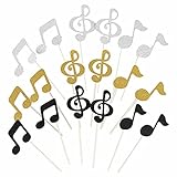 Dusenly Music Cupcake Toppers 18pcs Glitter Music Symbols Notes Cake Toppers for Birthday, Baby Shower and Wedding Party Decoration