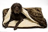 Lola's Pet Snuggle Sack/Sleeping bag/Pet bed for cats or dogs Chocolate Brown & Cream (Medium 75cm wide x 70cm high)