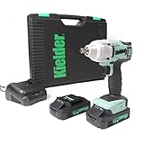 Kielder KWT-002-17 18V Brushless Cordless 3/8" Compact Impact Wrench Kit, 2 x 2.0Ah Li-ion TYPE18 Battery, Charger & Case