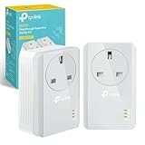 TP-Link TL-PA4010PKIT AV600 Passthrough Powerline Adapter, 100Mbps Powerline Network Adapters with Ethernet Ports, Integrated Power Socket, Power-Saving Mode, Pair Button, Plug and Play, UK Plug