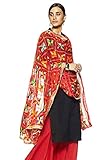 Weavers Villa Women's Indian Handicraft Ethnic Dupatta Phulkari Embroided Dupatta Chunni/Stole/Scarf, Red, Large