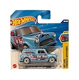 Hot Wheels '67 Austin Mini Van (JBB68) - Art Cars Series 10/10 Blue with Union Jack Design, 1:64 Scale Licensed by British Motor Heritage