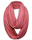 Plain 50% Cotton Blend Jersey Snood Scarf, Coral