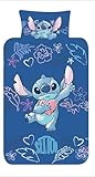Disney Stitch Bedding Single Duvet Cover Set With Pillowcase – Girls Reversible Blue Polycotton Bedding – Official Lilo & Stitch Design – Easy Care, Machine Washable (Single)