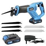 G LAXIA 20V Reciprocating Saws,Reciprocating Electric Saw with 5 Saws Blade, Maximum 3000SPM Li-Ion Brushless Reciprocating Saw,with 2.0Ah Batteries & Fast Charger