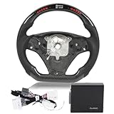 Carbon Fiber LED Steering Wheel | Digital Display with Shift Indicators | Performance Racing Wheel for Brand 1 3 Series E82 E90 E92 E93 M3 | Flat Bottom D Design, Nappa Leather