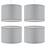 Weewooday 4 Sets Fabric Lampshade with E27 to E14 Adapter Ring Modern Ceiling Pendant Table Drum Light Shade Linen Lamp Shades for Table Bedside Floor Lamp(Grey,10 Inch)