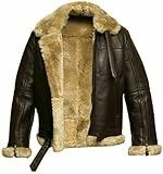 Mens Raf Aviator Leather Jacket B3 Flying Bomber Fashion WW2 Pilot Winter Sheepskin Leather Jacket (as8, alpha, x_l, regular, regular, Brown Sheep With Cream Fur)