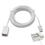 BT Telephone Extension Cable, Straight Through Phone Cables, 6P4C Male to Female Extension Cable, UK Landline Phone Cord for Home and Office, RJ11 Fax, Modem, Router (White, 196.85in)