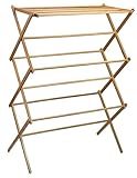 Optimal Products Bamboo Wood Cloth Drying Concertina Classic 3 Tier Airier Folding Airer Foldable (Natural)