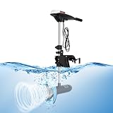 65 LBS Thrust 7 Speed 12V Electric Outboard Trolling Motor for Fishing Boats, Kayak, Inflatable Boat Saltwater Use Transom Mounted with Adjustable Handle, Length Adjustable Shaft