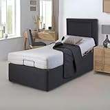 Rebound Cool Memory Foam Electric Adjustable Bed with Orthopaedic Pocket Spring Mattress - 5 Motion Adjustable Base, Free Headboard, Spinal Support (Brown, Double (135cm x 200cm))