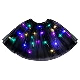 Tutu Skirts LED Women Black- Tulle Skirt Light Up Layered Neon Tutu Skirt 80s Fancy Dress Classic Ballet Dance Skirt Girls Women Shinny Party Outfit Fancy Dress Halloween Christmas Carnival Party Cos