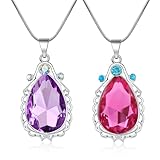 AROWRO 2 Pcs Sofia Necklace the First Amulet and Elena Princess Twin Sister Teardrop Necklace Princess Costumes Jewelry for Girls
