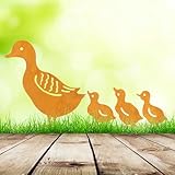 Garden Mile 4pc Duck Garden Ornaments Outdoor Decorative Metal Stakes Outdoor Duck Ornament Silhouette Decorations Bronze Iron Effect Animal Ornament Perfect For Yards, Flower Beds, Planters