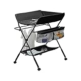 MeJa Baby Changing Table,Baby Changing Unit, Portable Folding Adjustable Changing Tables, Infant Care Station with Wheels and Storage, Diaper Organizer Station Table(Black)