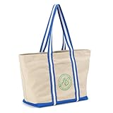 Joules Boat Club Travel Collection Tote Bag, Women's Shoulder Bags, Shopping and Beach Trips, 28.8L Natural Blue
