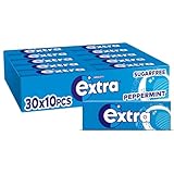 EXTRA Peppermint Sugar Free Chewing Gum - Long-Lasting, Fresh Flavour - With Xylitol to Support Healthy Teeth and Gums, 30 Packs of 10 (300 Pieces)