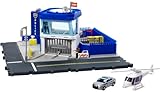 Matchbox Cars Playset, Action Drivers Police Station Dispatch, 1 Toy Helicopter & 1 Ford Police Car with Lights & Sounds