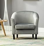 mcc direct Velevt Fabric Tub Chair, Upholstered Armchair, Club Chair for Living Room, Bedroom and Lounge Reception (Grey)