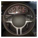 Car Mats Floor For BMW E39 E46 325i E53 X5 Anti-Slip Leather Steering Wheel Braid Cover Interior Accessories(Black thread)