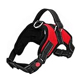 FYY Dog Harness No Pull, Breathable Adjustable Pet Vest, Reflective Oxford Easy Control Dog Harness with Sturdy Handle for Small Medium Large Dogs M-Red