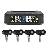 Tire Pressure Monitoring System, TPMS Solar Wireless Tyre Pressure Monitor with LCD Display, 6 Alarm Modes & 4 Internal Sensors, Real-time Display Tire Pressure Monitoring System