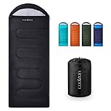 Coolzon Outdoor Sleeping Bag for Camping, for 3-4 Seasons, Adult Blanket, Small Packed Size, Ultralight Carry Bag, Soft, Thick and Warm, for Outdoor Camping, Travel, Hiking, Black