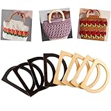 Littleduckling 8Pcs Wooden Purse Handles D Shape Wooden Bag Handle Replacement Handbag Purse Handle for Handmade Beach Bag Handbags Straw Bag Purse Handles