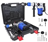 1500w Electric Demolition Jackhammer Jack Hammer Concrete Drill Breaker Kit 360°Rotating Handle,6 Variable Speed,with Grease,Chisel,Drill Bits
