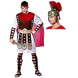A2ZFD Mens Roman Centurion Costume + Helmet - Gladiator Fancy Dress (Medium (Chest 41"), + Helmet)
