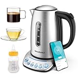 Alexa Smart Kettle, voice control with Amazon Alexa, Google & Siri | Digital Temperature Control 2200W with Keep Warm Function, Stainless Steel, 1.7L, Silver | Energy Efficient Kettle - BPA Free