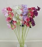 Artificial Silk Sweet Pea Bundle - 40cm, Mixed Colours, Bunch of 12 stems by JustArtificial