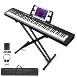 LALAHO 88 Key Piano Keyboard Semi-Weighted Electric Piano, Portable Keyboard with Stable Piano Stand, Portable Carry Bag, 2 Headphone Jacks, Bluetooth, MIDI, 200 Rhythms and 200 Tones