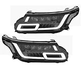 Pair Upgraded Car Full LED Matrix Projector Headlights Compatible For Land Range Rover Sport L494 2014 2015 2016 2017 Blue Start LED DRL(Right Hand Drive)